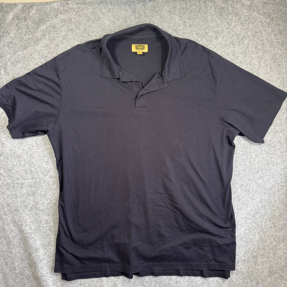 The Foundry Mens 3XLT Black Quick-Dri Pima Cotton Blend Polo Shirt Short Sleeve